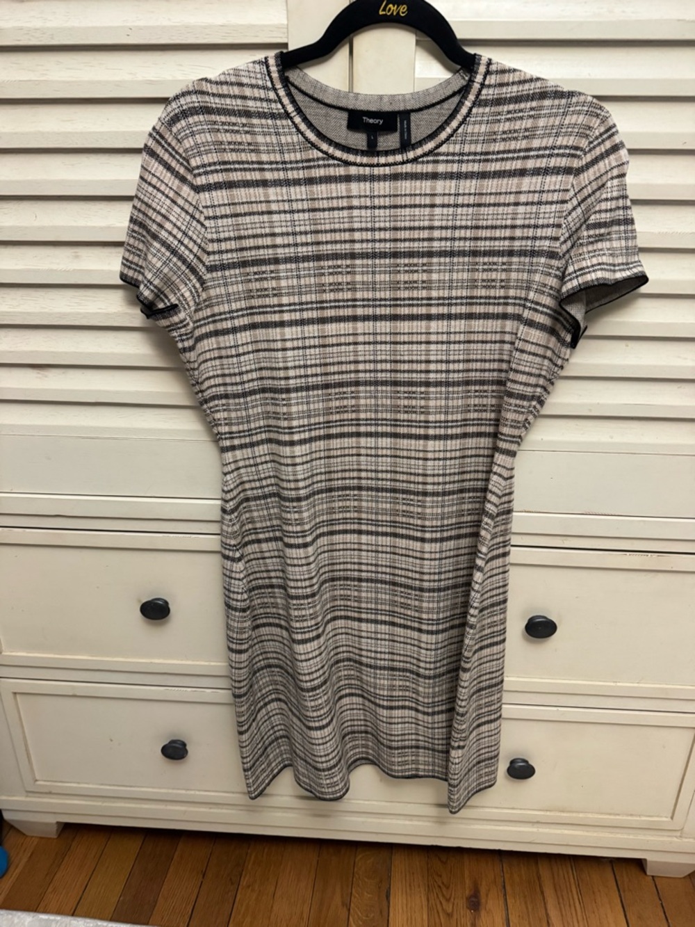 Theory Black and Tan Knit Dress